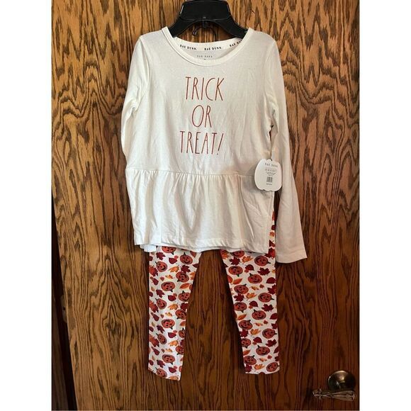 Rae Dunn Trick Or Treat! Fall Girls Set Kids Size 6X NEW WITH FLAWS - Picture 1 of 10